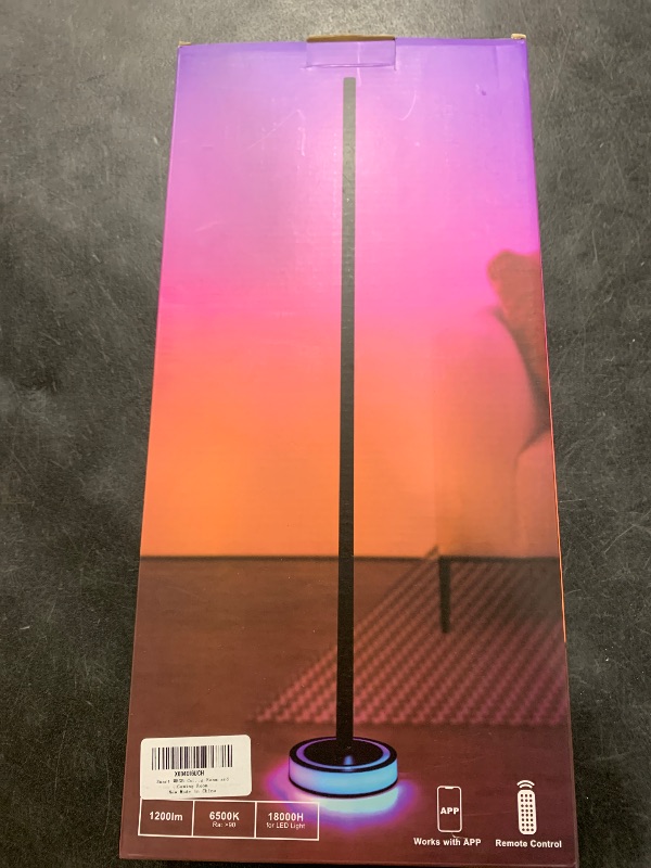 Photo 1 of Smart RGBICW Corner Floor Lamp with App & Remote Control - 16 Million Colors, Music Sync, Timer Setting, Dimmable Ambient Lighting LED Standing Lamp for Bedroom, Living Room, Gaming Room & Home Decor
