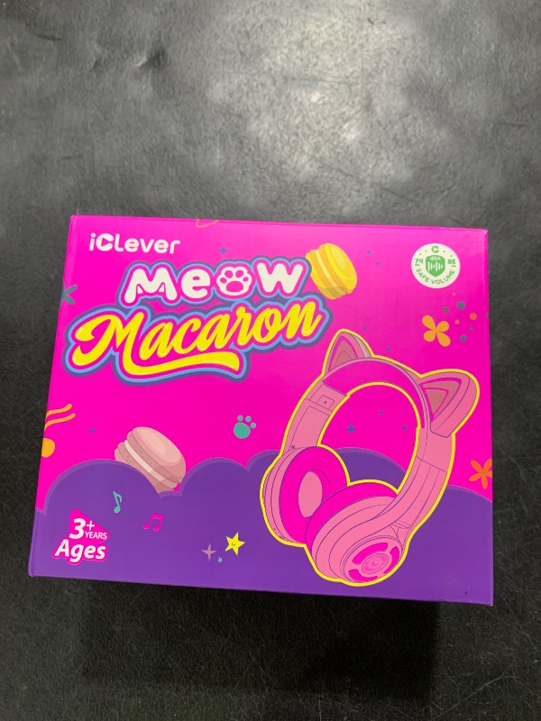 Photo 1 of iClever Cat Ear Kids Bluetooth Headphones, LED Lights Up, 74/85dBA Safe Volume Limited, 50H Playtime,Bluetooth 5.2, USB C, Kids Headphones Wireless for Travel iPad Tablet, Meow Macaron Pink
