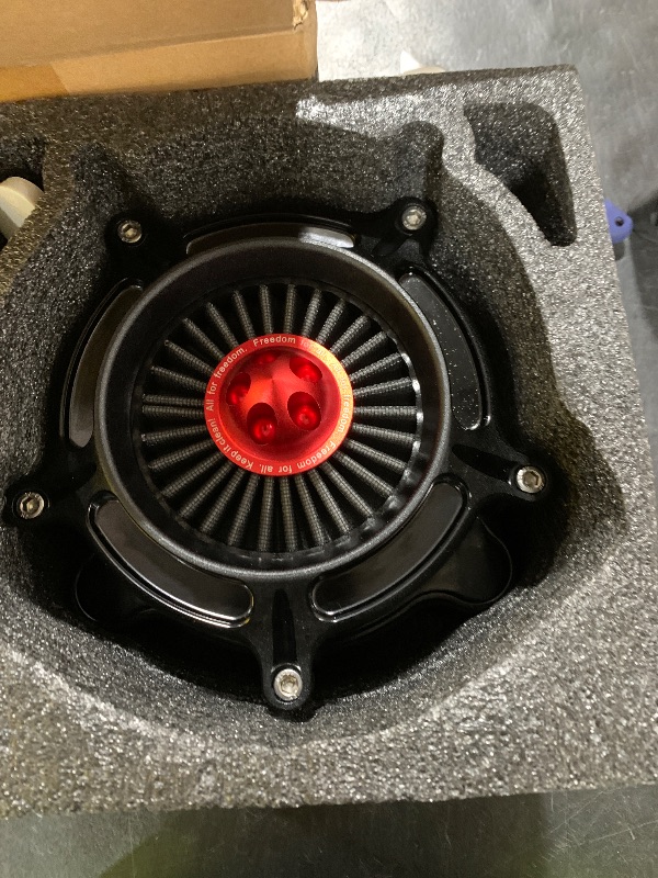 Photo 1 of For harley davidson Sportster Air Cleaner filter street road glide M8 softail dyna 103 107 air intake Road King touring (OPS Black - Gray -Red spike, Model C : Softail 16-17,Touring 08-16)