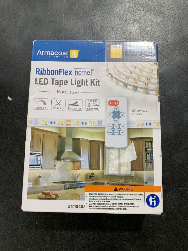 Photo 1 of Armacost Lighting 421501 Ribbon Flex Home Tunable White LED Tape Light Kit with Remote, 16 ft