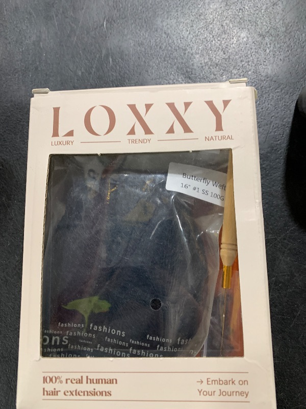 Photo 1 of LOXXY Double Layered Butterfly Weft PU Hair Extension - 16 Inch 100g Invisible OVO Real Human Hair Extension - 1PCS Jet Black, No Glue Genius Weft Bead in Extensions Hair, Weft Width 31.5" (80cm)