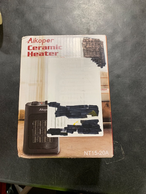 Photo 1 of Space Heater, 1500W Electric Heaters Indoor Portable with Thermostat, PTC Fast Heating Ceramic Room Small Heater with Heating and Fan Modes for Bedroom, Office and Indoor Use