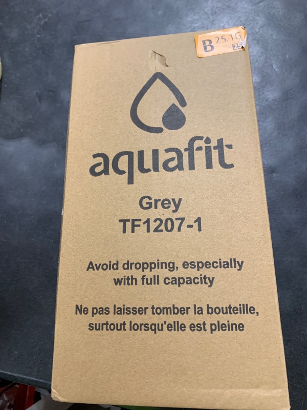 Photo 1 of AQUAFIT 1 Gallon Water Bottle with Time Marker - Straw & Chug Lid - BPA Free Gym Water Bottle with Straw - Big Gallon Jug (Gray, 128 oz - 2 Lids)