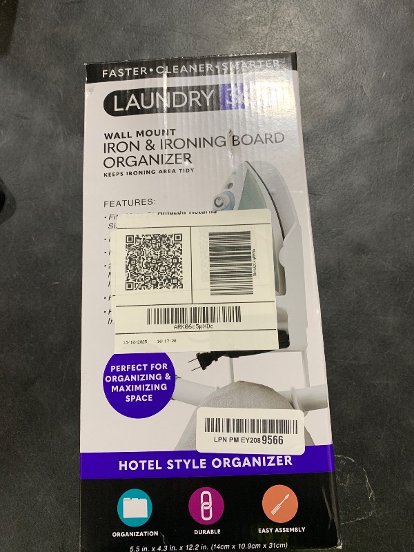 Photo 1 of Laundry 360 Wall Mount Iron and Ironing Board Organizer Laundry Room Storage Fits Smaller Irons Easy Assembly White