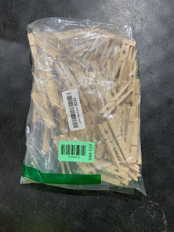 Photo 1 of 100pcs Clothes Pins Wooden Clothespins 3inch Heavy Duty Wood Clips for Hanging Clothes Pictures Outdoor