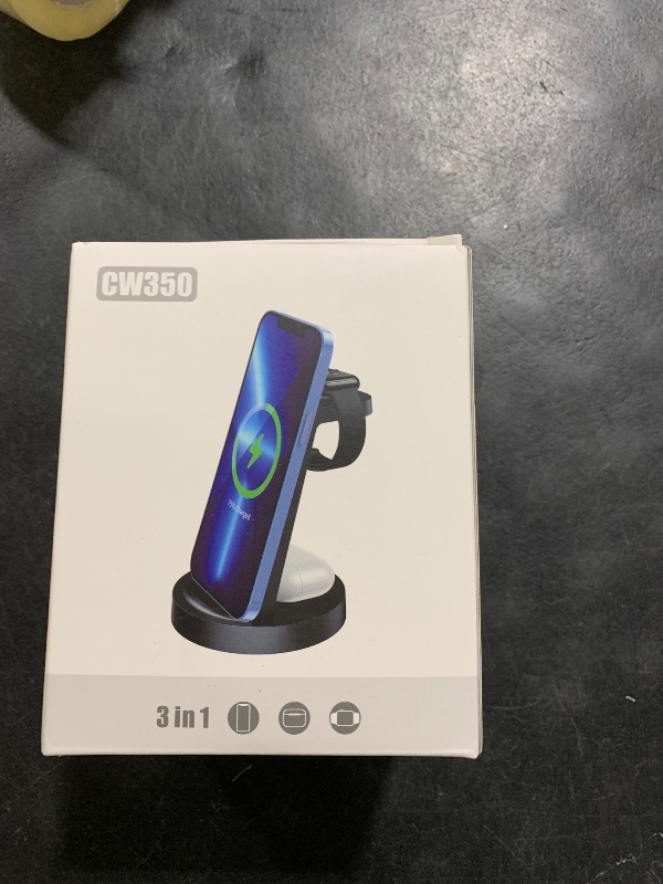 Photo 1 of 3 in 1 Charging Station for iPhone, Wireless Charger for iPhone 17 16e 16 15 14 13 12 11 X Pro Max & Apple Watch - Wireless Charging Station for AirPods 4 3 Pro