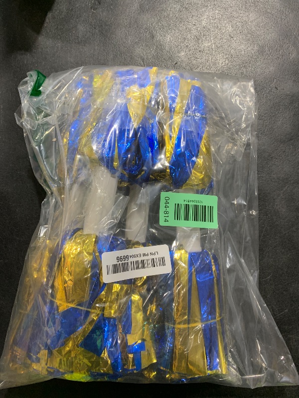 Photo 1 of 4Pcs Metallic Cheerleading Pom Poms, Creatiee 2 Pair Cheerleader Cheering Squad Pompoms for School Sports Dance Games Team Spirit Cheer (Blue-Gold)