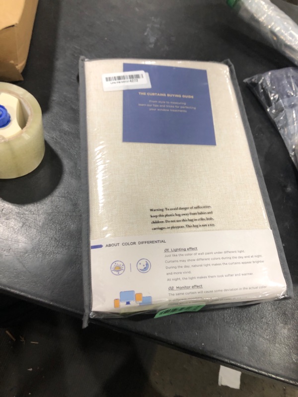 Photo 1 of 100% Blackout Shield Linen Blackout Curtains for Bedroom 84 Inches Long, Back Tab/Rod Pocket Living Room Drapes, Thermal Insulated Blackout Curtains 2 Panels Set, 50" W x 84" L, Cream