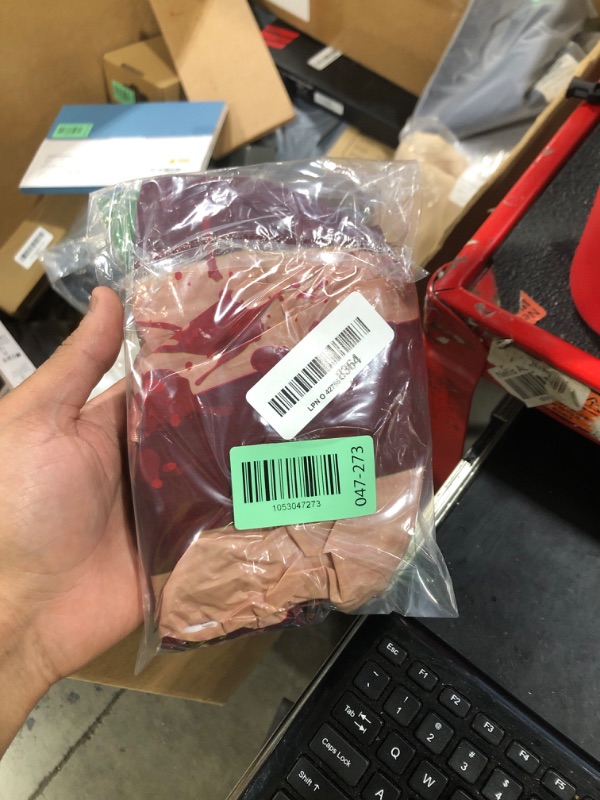 Photo 1 of 1 PCS Bloody Halloween Party Striped Table Skirt Creepy Carnival Halloween Table Skirts Halloween Bloody Circus Creepy Theme Party Table Cover Skirt Horror Movie Dinner Nights Party Decorations