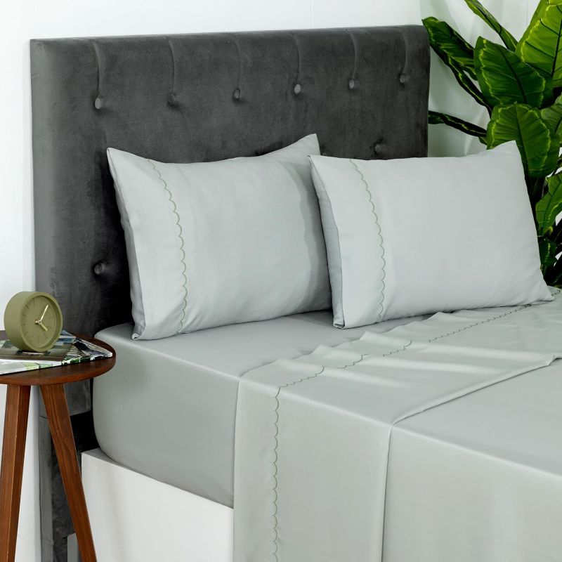 Photo 1 of Dreamology Tencel Lyocell Sheets Queen,100% Tencel Lyocell Sheets Set, Eucalyptus Sheet,Soft, Peached, Non Slip & Cooling Sheet for Hot Sleepers, Tencel sheets, 16" Deep Pocket - 4 Piece (Gray Violet)