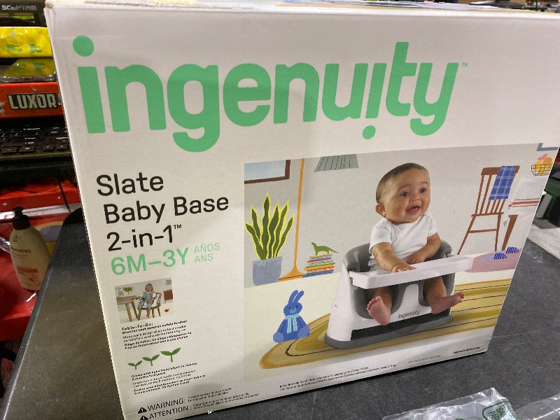 Photo 1 of Ingenuity Baby Base 2-in-1 Booster Feeding and Floor Seat with Self-Storing Tray - Slate