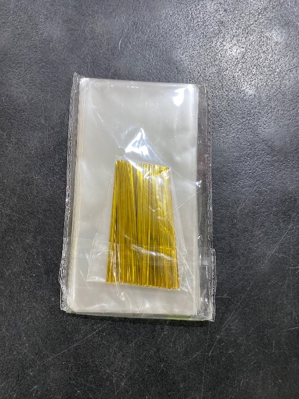 Photo 1 of 100 Pack 3x6 Inches Cakesicle Bags with Ties and Sticks - Clear Cellophane Bags for Candy, Bakery, Party Favor