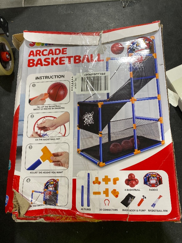 Photo 1 of JOYIN Arcade Basketball Game Set with 4 Balls and Hoop for Kids 3 to 12 Years Old Indoor Outdoor Sport Play - Easy Set Up - Air Pump Included - Ideal for Competition
