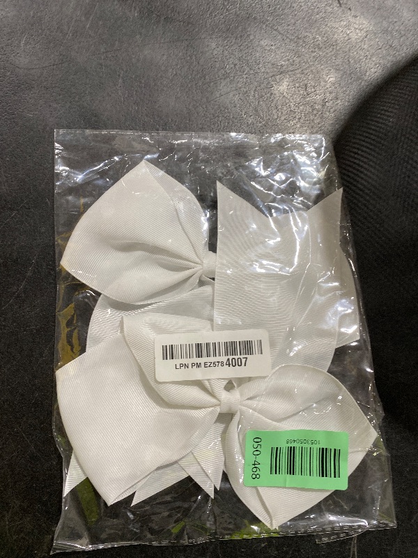 Photo 1 of 2 Packs Jumbo Cheerleading Bow 8 Inch Large Cheer Hair Bows with Ponytail Holder for Teen Girls Softball Outfit Uniform(White)