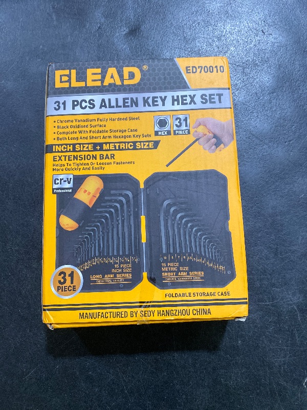 Photo 1 of 31-Piece Hex Key Set - Allen Wrench Set, SAE and Metric Allen Keys MM(0.7mm-10mm) SAE(0.028"-3/8) Heat-Treated, Torque Handle, High Leverage, Long & Short Keys, Easy Organization