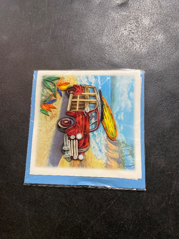 Photo 1 of TUMYBee Red Bus On The Beach, Under The Sea Card, New Adventure, Road Trip, Travel Car Quilling Card for Birthday, Graduation, Congratulations, Retirement, Holiday, Work Anniversary, Fathers Day