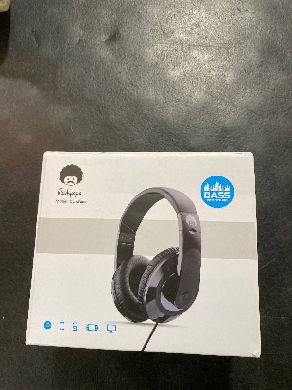 Photo 1 of rockpapa Comfort Kids Headphones for School, Lightweight Childrens Boys Girls Teens Over-Ear Headphones Wired 3.5mm for CD DVD Player Tablet Phone Travel Black