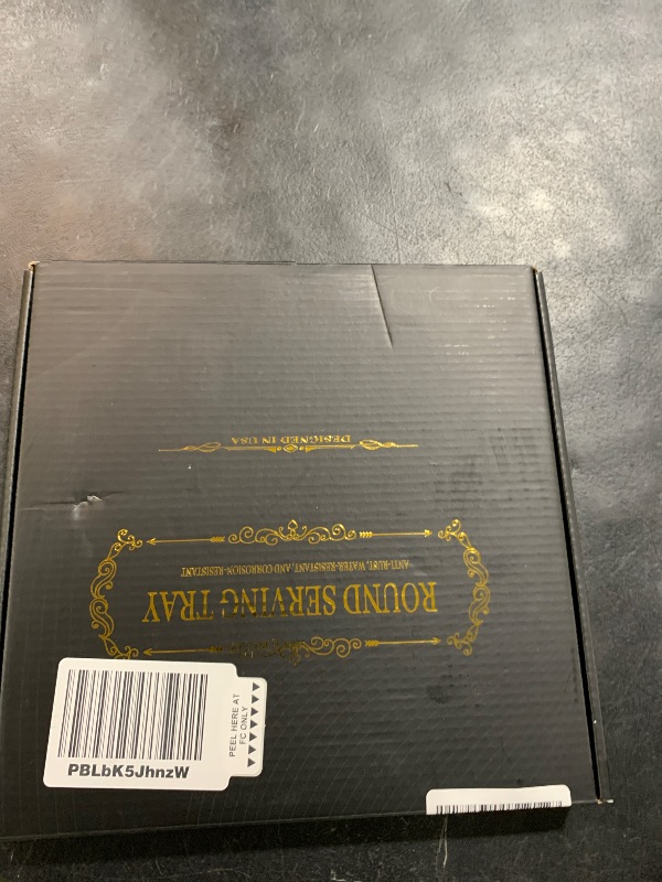 Photo 1 of 10" Small Gold and White Tray, Lightweight Metal Round Vanity Tray for Bathroom, Candle Holder for Living Room Decor