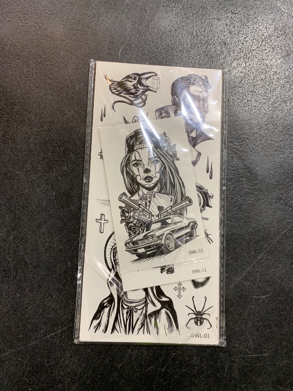 Photo 1 of 12 Sheets Large Chicano Temporary Tattoos, Cholo and Chola Temporary Tattoos, Chicana Guadalupe Gangster Fake Tattoos Day of the Dead, Día de Muertos, Tatuajes Temporales, Halloween Mexico Tattoos