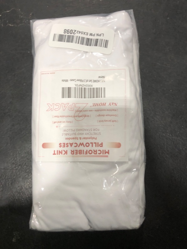 Photo 1 of 2-Pack Jersey Knit Pillow Cases Standard/Queen - Ultra Soft T-Shirt Like White Pillowcases Microfiber Blend - Envelope Closure Queen or Standard Size Set of 2, White