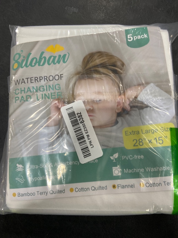 Photo 1 of Changing Pad Liner 5 Count Waterproof Baby Diaper Changing Pad Cover 28" X 15" Larger Cotton Flannel Absorbent & Skin-Friendly Portable Changing Pad Liners (Solid Improved Thickness)