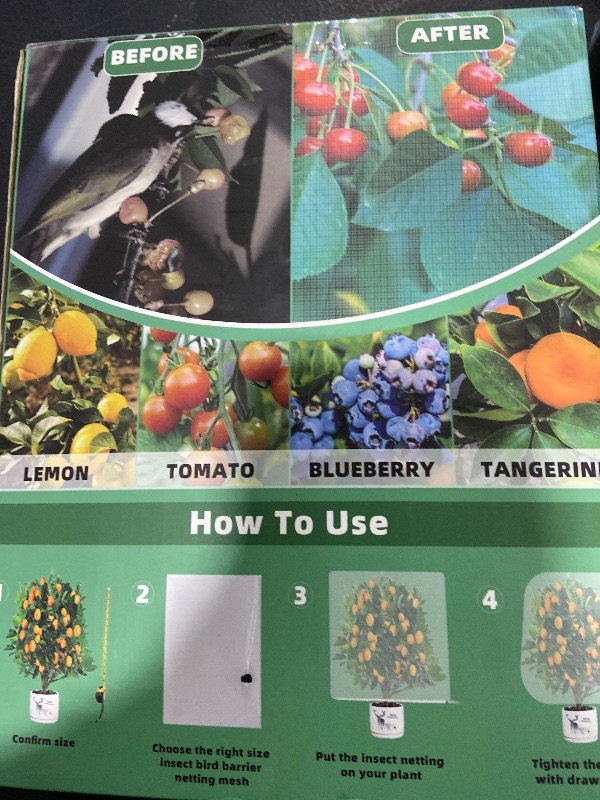 Photo 1 of 5 Pack Garden Plant Fruits Tree Protection Netting Covers with Drawstring, 3.3 x 2.7Ft Bird Insect Netting Bag, Plant Netting Barrier for Fruit/Flower/Herb/Vegetables (3.3 x 2.7Ft)