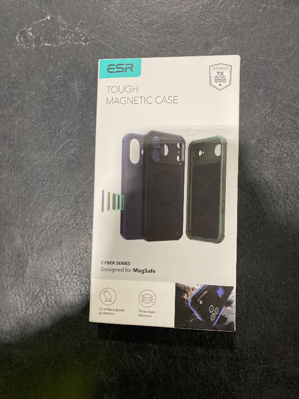 Photo 1 of ESR for iPhone 17 Pro Max Case, 7X Military-Grade Drop Protection, Shock-Absorbing Rugged Cover with Camera Control Button, MagSafe Accessories Compatible, Cyber Series, Navy Blue