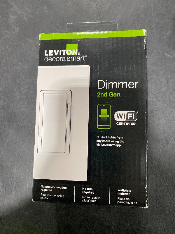 Photo 1 of Leviton Decora Smart Dimmer Switch, Wi-Fi 2nd Gen, Neutral Wire Required, Works with Matter, My Leviton, Alexa, Google Assistant, Apple Home/Siri & Wired or Wire-Free 3-Way, D26HD-1RW, White