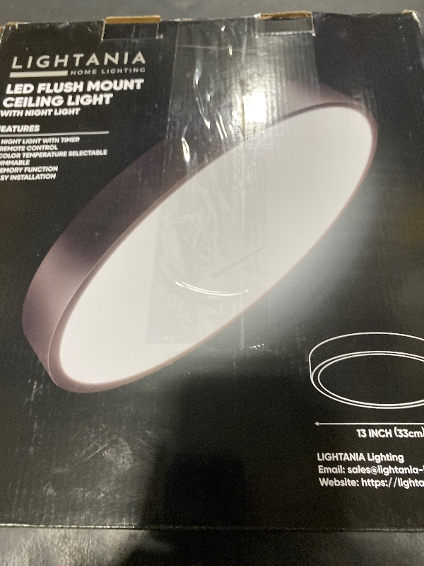Photo 1 of Lightania 13 Inch Flush Mount Ceiling Light with Remote Control & Night Light, 5CCT Dimmable Ceiling Light Fixture, 25W 2500LM 2700K-6500K Adjustable LED Ceiling Lights for Bedroom Kitchen, Black