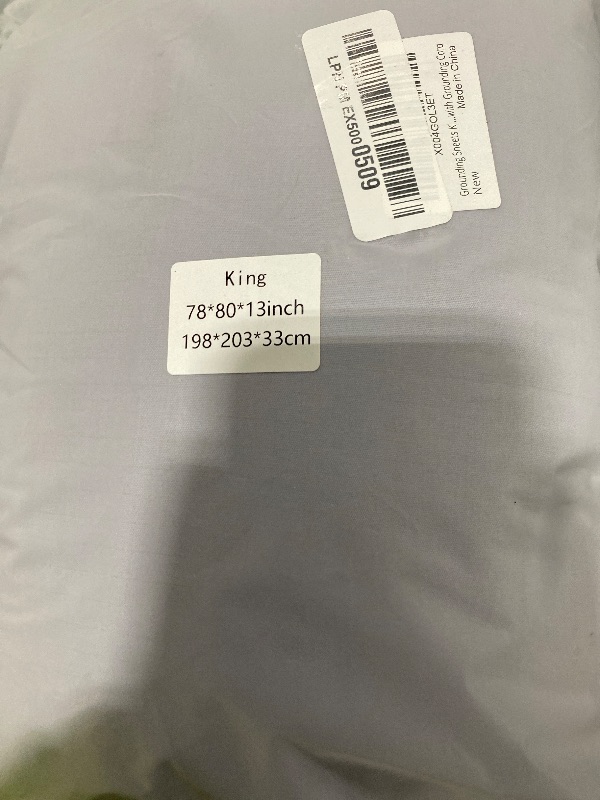 Photo 1 of Grounding Sheets King Size, 95% Organic Cotton + 5% Pure Silver Fiber, Grounding Sheet Earth Connected Bedding (King - 77"x 80"x 13" Gray) Fitted Earth Sheets with Grounding Cord