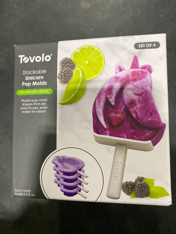 Photo 1 of Tovolo Stackable Popsicle Molds with Sticks, 4-Pack, Unicorn Shaped Pop Molds, Reusable Silicone Ice Pop Maker for Kids, Homemade Frozen Snacks & Treats, Drip Guards, BPA-Free, Dishwasher Safe