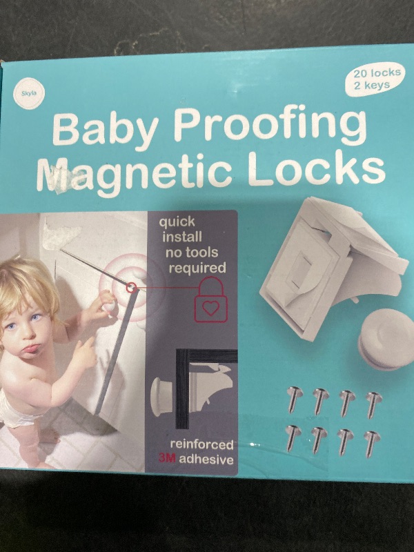 Photo 1 of SKYLA HOMES Magnetic Cabinet Locks Baby Proofing Child Safety - The Safest Quickest and Easiest Multi-Purpose 3M Adhesive Child Proof Latches, No Screws or Tools Needed (20 Pack)