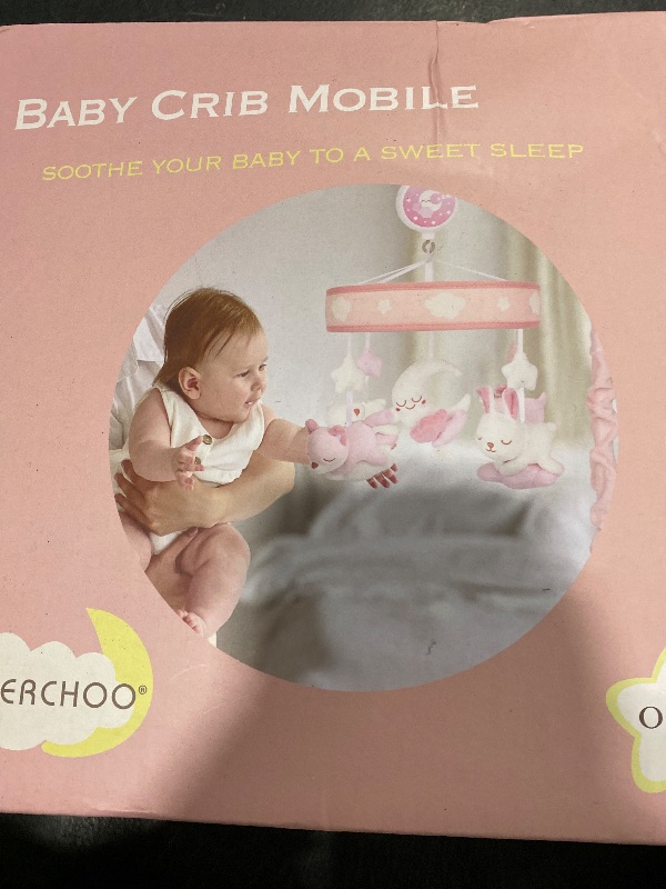 Photo 1 of YIERCHOO Crib Mobile for Girls, Baby Mobile for Crib with 12 Lullabies Digital Musical Box, 3 Modes, Volume & Songs Control, Pink Design for Nursey Decor