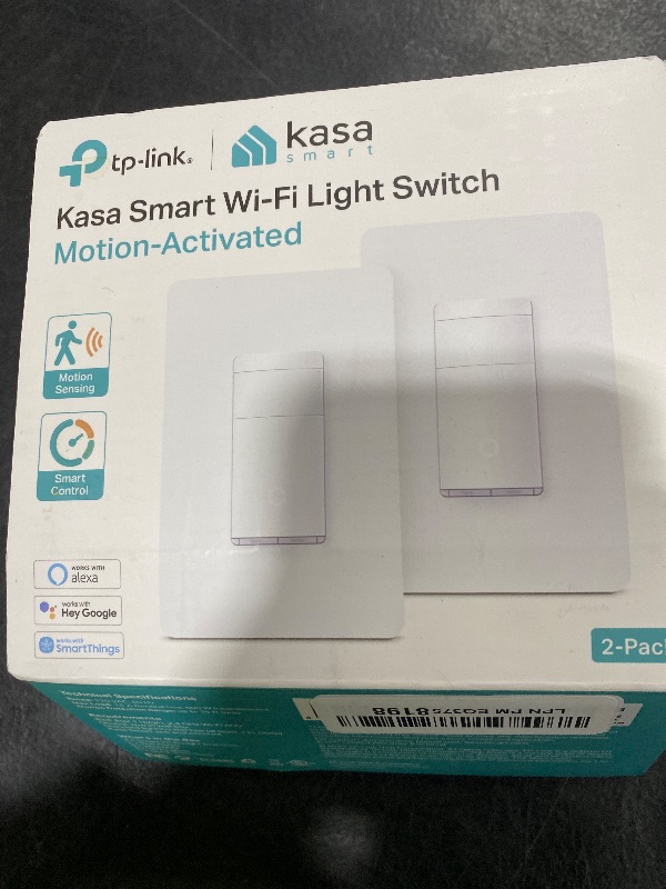 Photo 1 of Kasa Smart Motion Sensor Switch, Single Pole, Needs Neutral Wire, 2.4GHz Wi-Fi Light Switch, Works with Alexa & Google Assistant, UL Certified, No Hub Required(KS200MP2),White,2-Pack