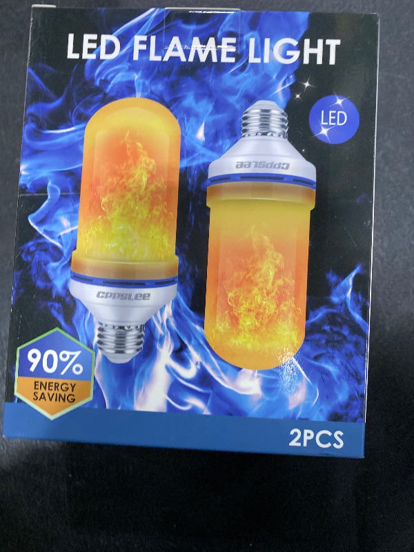 Photo 1 of Halloween Decorations Upgraded LED Flame Light Bulbs, 4 Modes Fire Flame Bulb, E26 Base Flickering Light Bulbs, Christmas Decorations Outdoor Indoor Patio Home Decor (Yellow, 2 Pack)