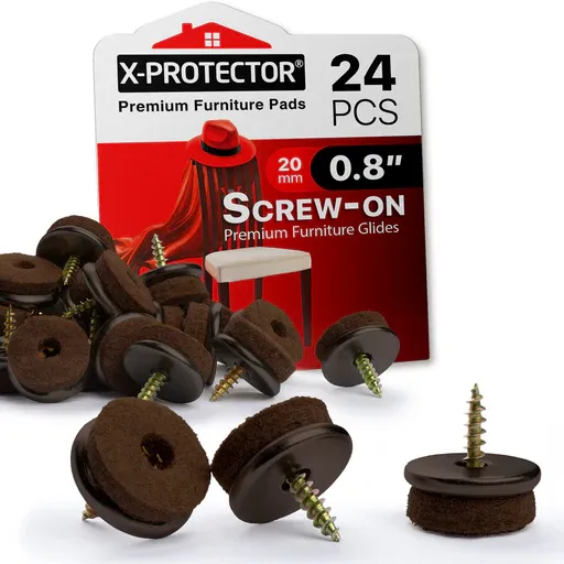 Photo 1 of Screw-On Felt Furniture Pads X-Protector 24 Pcs - 0.8” Chair Leg Floor Protectors