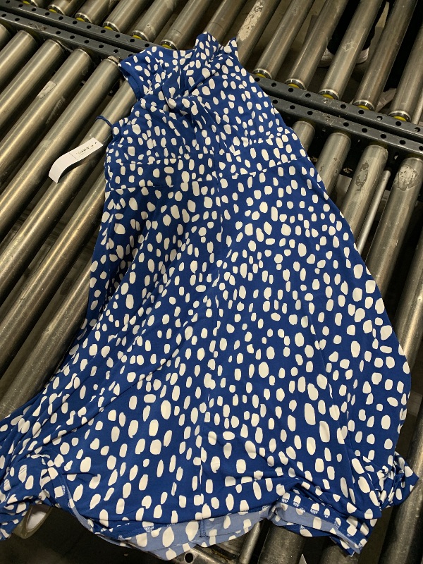 Photo 1 of London Times Women's Sleeveless Inset Waist Midi Fit and Flare Dress, Classic Blue/Soft White