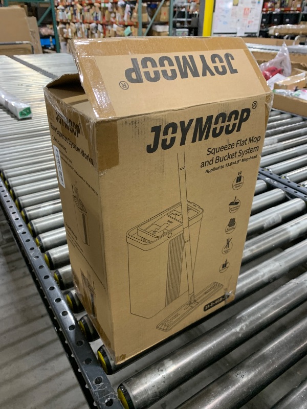 Photo 1 of JOYMOOP Mop and Bucket Set with Wringer, Flat Mops for Floor Cleaning, Wall Mop Cleaner with Long Handle, Hardwood Floor Mop with 4 Microfiber Pads
