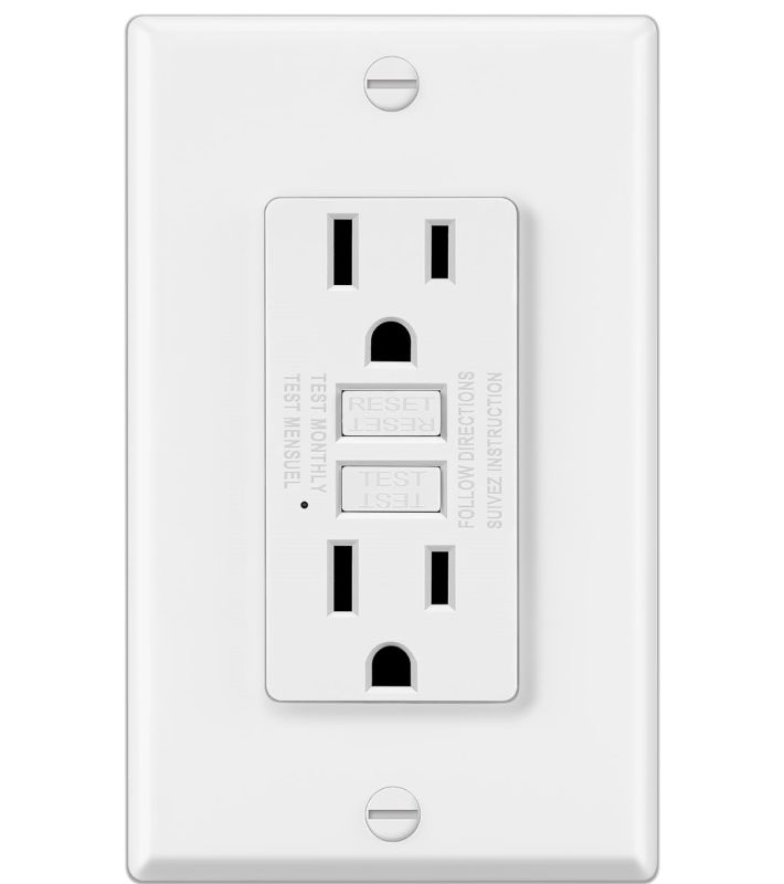 Photo 1 of ELECTECK GFCI Outlets 15 Amp, Non-Tamper Resistant, GFI Receptacles with LED Indicator, Ground Fault Circuit Interrupter, Wall plate Included, White
