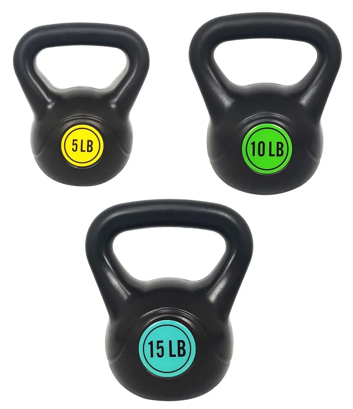 Photo 1 of BalanceFrom ELG-KB5101520 3-Piece Kettlebells - Black
