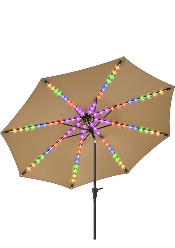 Photo 1 of Outdoor Patio Umbrella with Solar Lights - Small Heavy Duty Beach/Table/Pool/Deck/Market Umbrella