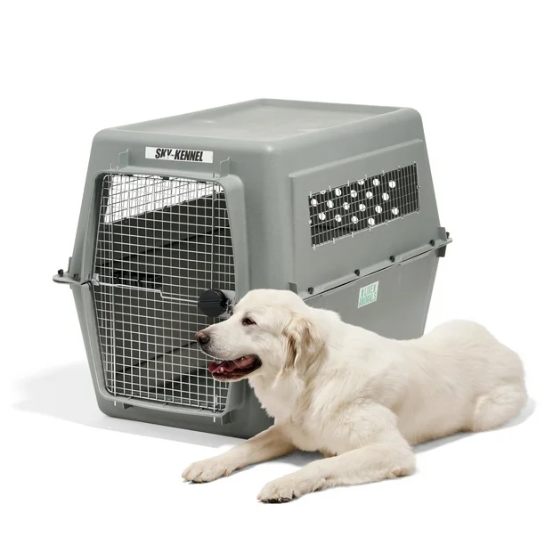 Photo 1 of Petmate Large Sky Kennel, 48"" Jumbo Size, Airline-Adaptable Traveling Dog Crate for 90-125 lb Dogs, Gray