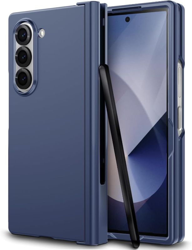 Photo 1 of for Samsung Z Fold 5 Case with S Pen, with Hinge Protection, Built-in Outer Screen Protector, Slim Fit Protective Phone Case for Samsung Galaxy Z Fold 5, Blue 018-ZFOLD5-05
