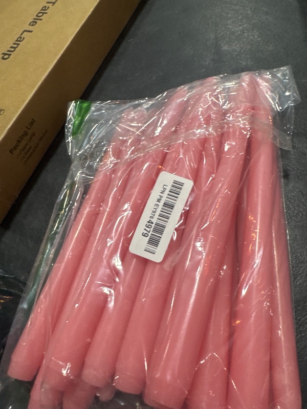 Photo 1 of 10 Inch Pink Taper Candles Set of 20, Dripless and Unscented Candle Sticks for Dinner, Shabbat, Halloween, Christmas, Wedding, 8 Hours