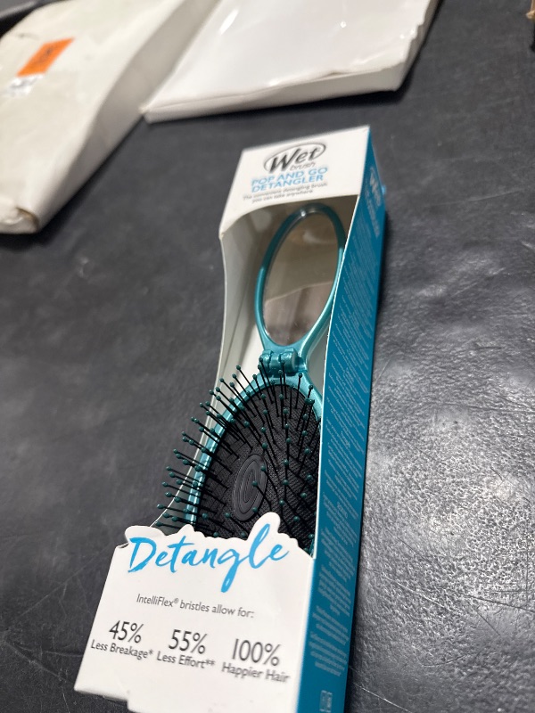 Photo 1 of Wet Brush Pop Go Detangler, Blue Teal - Foldable, On-The-Go Design, Travel Brush, Ultrasoft IntelliFlex Bristles, Detangling Hairbrush, Built-In Mirror Handle, Wet & Dry, All Hair Types