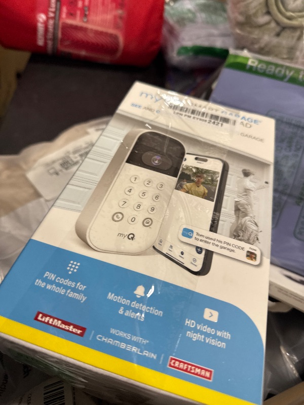 Photo 1 of myQ Smart Garage Door Video Keypad with Wide-Angle Camera,Customizable PIN Codes,and Smartphone Control–Take Charge of Your Garage Access Works with Chamberlain, LiftMaster and Craftsman openers,White