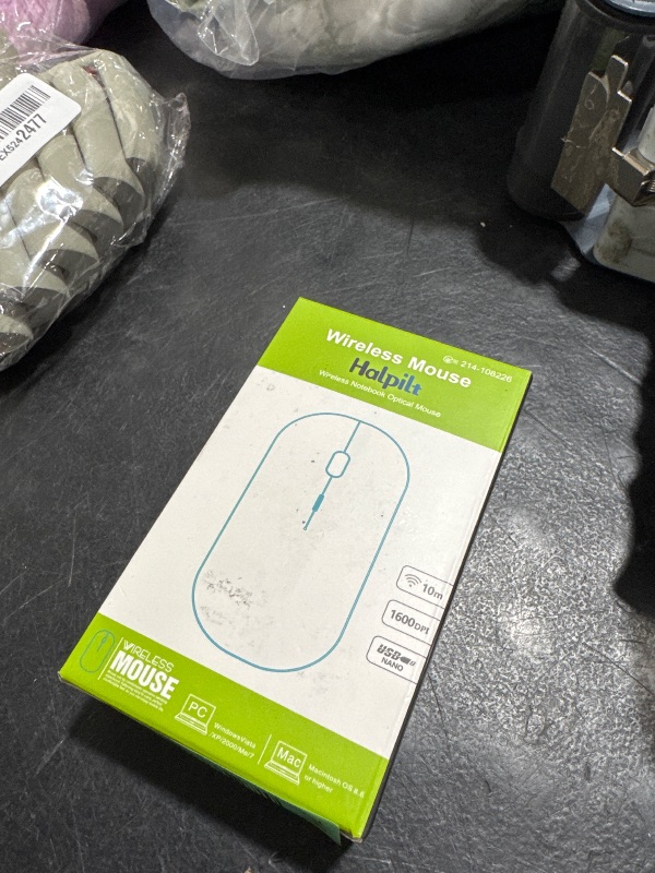 Photo 1 of Halpilt LED Wireless Mouse A100S Rechargeable Portable Silent Mouse with Optional USB and Type-C Receiver 3-Speed Adjustable DPI for PC/Mac/Laptop (Frosted Black)