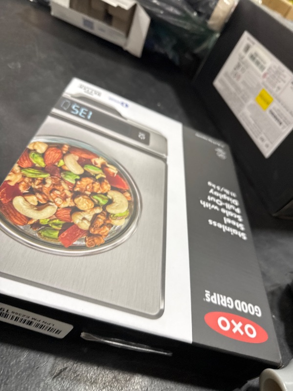 Photo 1 of OXO Good Grips 11-Pound Stainless Steel Kitchen Scale with Pull-Out Display - Black