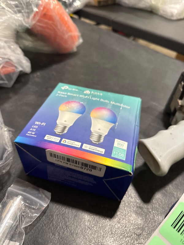 Photo 1 of Kasa Smart Light Bulbs, Full Color Changing Dimmable Smart WiFi Bulbs Compatible with Alexa and Google Home, A19, 60 W 800 Lumens,2.4Ghz only, No Hub Required, 2-Pack (KL125P2), Multicolor
