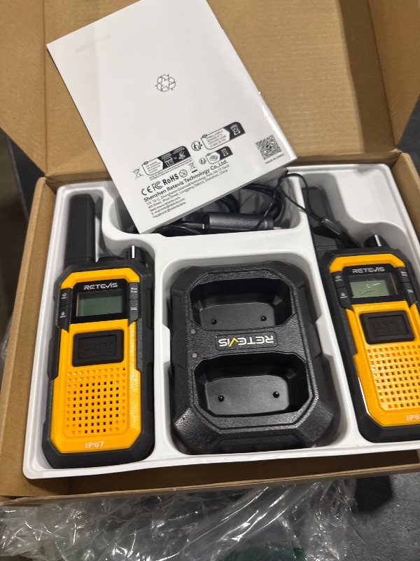 Photo 1 of Retevis RB48 Heavy Duty Walkie Talkies, Waterproof Two Way Radio, Advanced Triple Proof, 2000 mAh, Emergency, 2 Way Radio Long Range for Job Site (4 Pack) Yellow